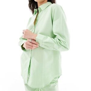 Light Green pinstriped Button-Up Shirt